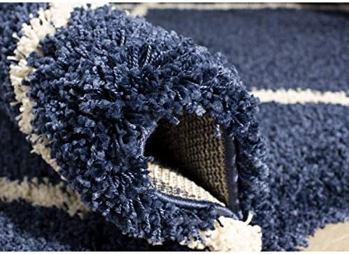 SAFAVIEH Hudson Shag Collection Area Rug - 10' x 14', Navy & Ivory, Modern Trellis Design, Non-Shedding & Easy Care, 2-inch Thick Ideal for High Traffic Areas in Living Room, Bedroom (SGH281C)