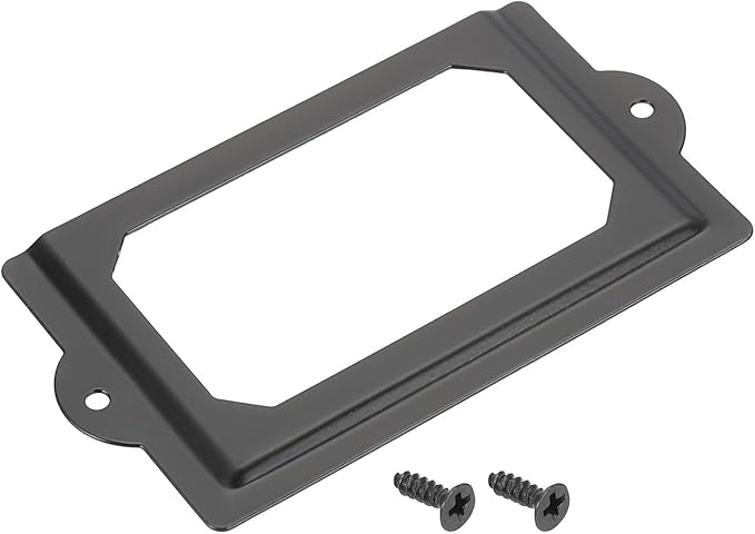 uxcell Metal Label Holders, 124x70mm 4pcs File Name Card Tag Label Holder Frame for Office Library Drawer Cabinet Shelves, Black