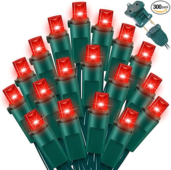 LAMPHOME Valentine's Day Red Lights, 64.8FT 300 LED Christmas Mini Tree String Lights, Valentines Lights Waterproof Christmas Decorations for Outdoor Indoor Xmas Patio Home Party Garden Yard Decor