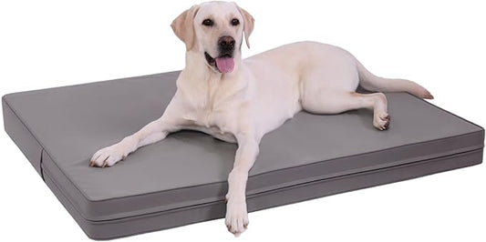 Vonabem Waterproof XL Dog Beds Large Sized Dog - Outdoor Orthopedic Washable Crate Pad, Durable Leather Anti-Slip Kennel Bed 41"x27", Graphite Grey