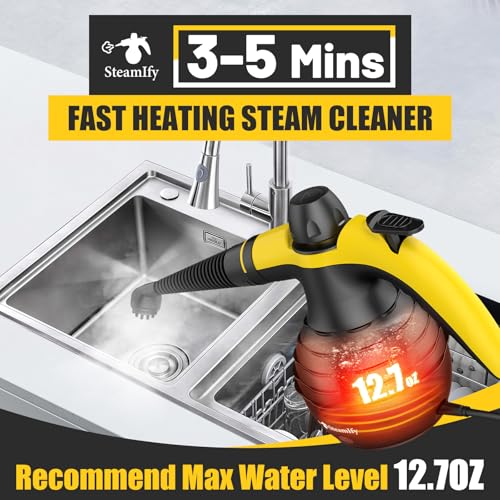 Pressurized Handheld Steam Cleaner with 10pcs Accessories & Safety Lock, Multi-Purpose & Powerful Home Use Steamer for Cleaning, Car, Bathroom, Shower, Upholstery, Grout, Window - Image 5
