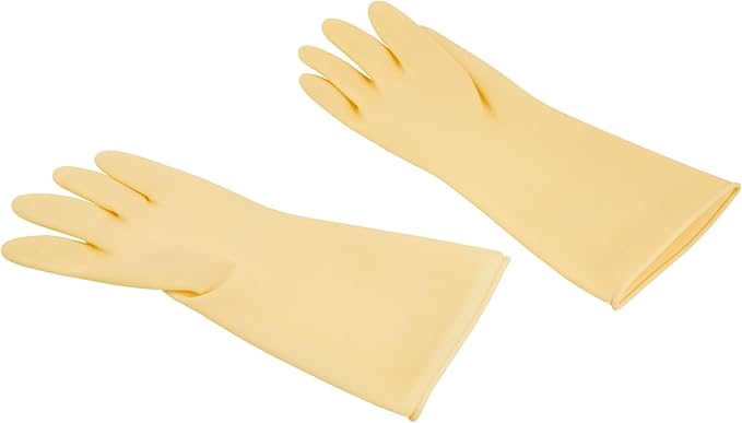 Clean Tek Professional 22 Mil Small Cleaning Gloves, 1 Pair Of Long Cuff Gloves - No-Slip Grip, No-Powder, Yellow Latex Gloves For Kitchen Cleaning, Ideal For Washing Dishes