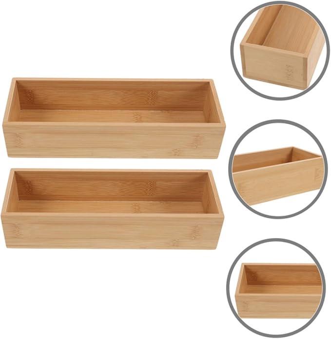 Cabilock 3pcs Organizer Stylish Natural Wood Storage Trays for Kitchen Bathroom Office Desk Minimalist Design for Clutter Spaces