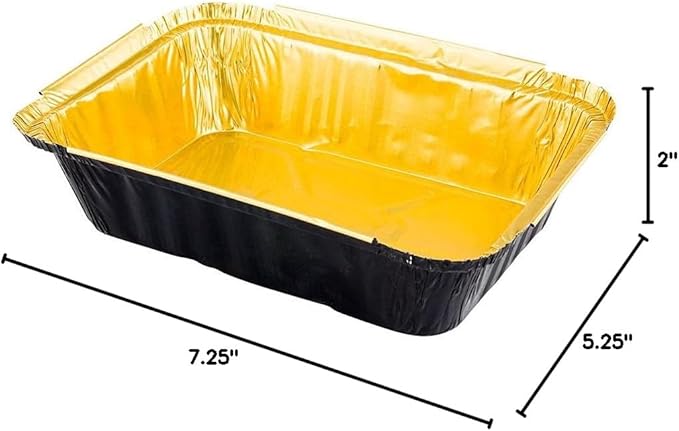 Restaurantware 16 Ounce Disposable Takeout Containers 50 Rectangle Food Containers - With Polka Dot Lids Black And Gold Takeaway Containers Aluminum Delivery Containers Freezable