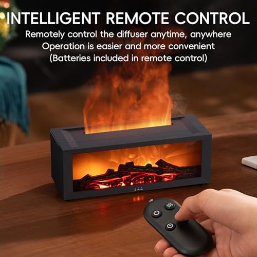 YALEDI Essential Oil Diffuser, 7 Colors Fireplace Flame Fire Oil Diffuser, 150ml Ultrasonic Aromatherapy Humidifier, Scent Diffuser with Remote Control & Timer for Home,Bedroom,Off - Image 7