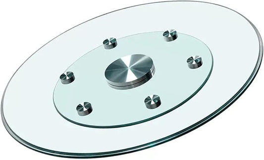 Glass Lazy Susan,30.99" Glass Lazy Susan for Dining Table Turntable Centerpiece with Swivel Assist System & Smooth Spin Round Tabletop Rotating Tray (30.99 in)