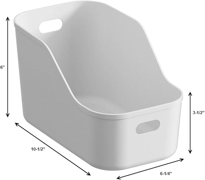 White Plastic Bins/Storage Organizers - Pantry Baskets, Bins for Shelves, Organizer and Storage for Bathroom, Bedrooms, Kitchens and More - Medium Size (Case - 24 Pack)