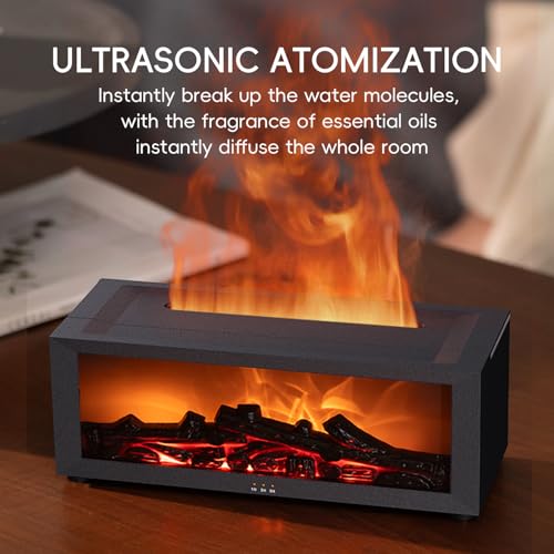 YALEDI Essential Oil Diffuser, 7 Colors Fireplace Flame Fire Oil Diffuser, 150ml Ultrasonic Aromatherapy Humidifier, Scent Diffuser with Remote Control & Timer for Home,Bedroom,Off - Image 6