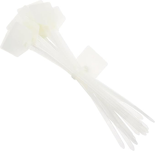 MECCANIXITY 100Pcs 6 Inch Waterproof Shipping Tags 0.16" Nylon Writable Hanging Tag Self Locking Labels Zip Tie Wraps for Indoor and Outdoor, White