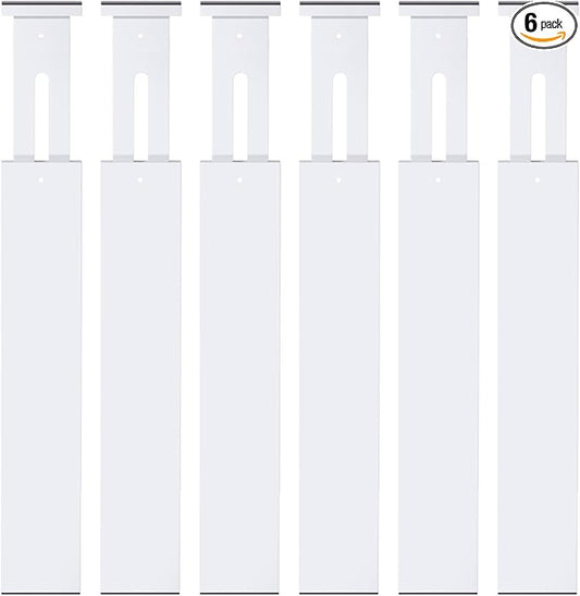 Bamboo Drawer Dividers,17-22" Adjustable Kitchen Drawer Organizer for Clothes,6 Pack Expandable Drawer Organization Separators for Bedroom,Bathroom,Dresser and Office,White
