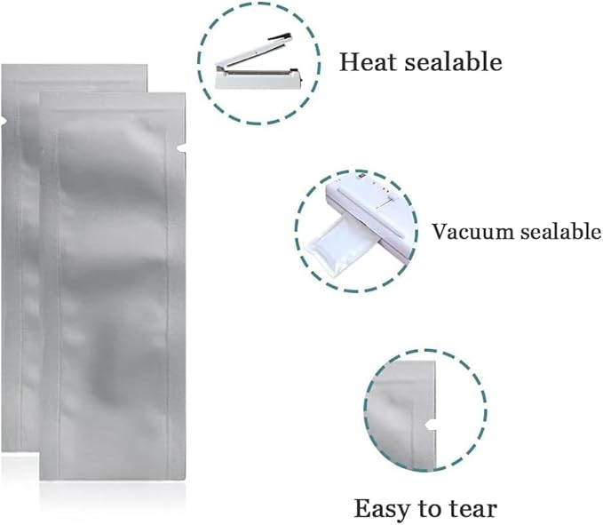 500 Pack 1.57x5.5 inch (Inside Size 1.18x5.1 inch) Heat Seal Sample Pouch Thickened Mylar Foil Bag for Toiletries Travel Packets Single Serving Coffee Powder Condiments Food Storage Containers