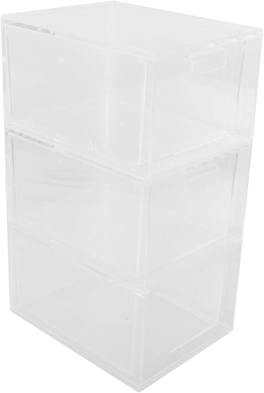 3pcs Stackable Clear Drawer Organizer for Makeup and Office Supplies Transparent Storage Box Drawer Design for Cosmetics Stationery and