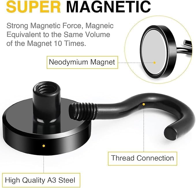 DIYMAG Magnetic Hooks, 28pack Magnet Hook Essentials Strong Heavy Duty Magnetics for Kitchen Refrigerator Hanging Classroom Cruise Cabins Accessories Hook Black
