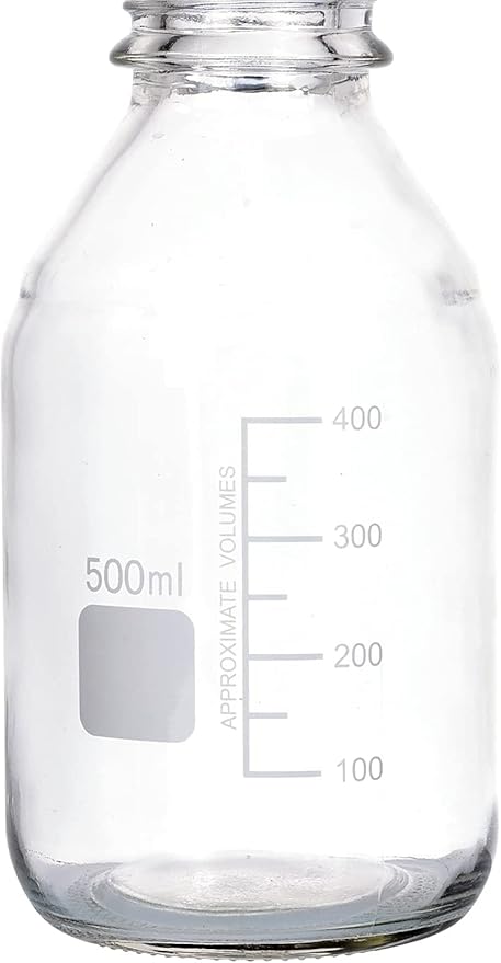 Lab Media Storage Round Bottles Graduated Glass Container GL45 Screw Cap Leakproof Multi-Purpose for Scientific — pack of 8 (Orange,500ml)