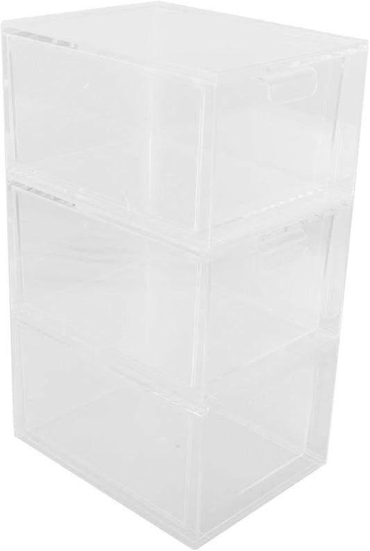 3pcs Stackable Plastic Drawer Organizer Bins Versatile Storage for Makeup and Home Office Use Large Capacity Design