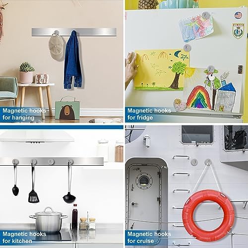 LOVIMAG Magnetic Hooks for Cruise Cabins, 85lbs Magnetic Hooks for Classroom, Strong Magnets with Hook for Hanging, Neodymium Magnet Hook for Fridge, Ceiling, Locker, Camper, Travel-25 Pcs