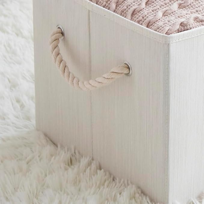 Pack of 2 Large Modern Rectangular Storage Bins, Sturdy Foldable Fabric Closet Organizer System with Flip Top Lids, 16.3" x 12" x 10.24"
