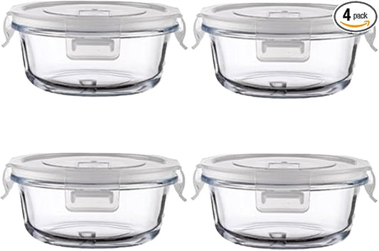 4PC Square Glass Containers With Lids (transparent)