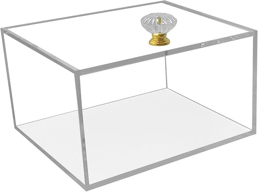 Acrylic Storage Box with Lids 7.9 x 6.9 x 4.3 inches Transparent Square Container Suitable for Office and Home Use Mini Cube Storage Box for Jewelry, Stationery, and Small Toys