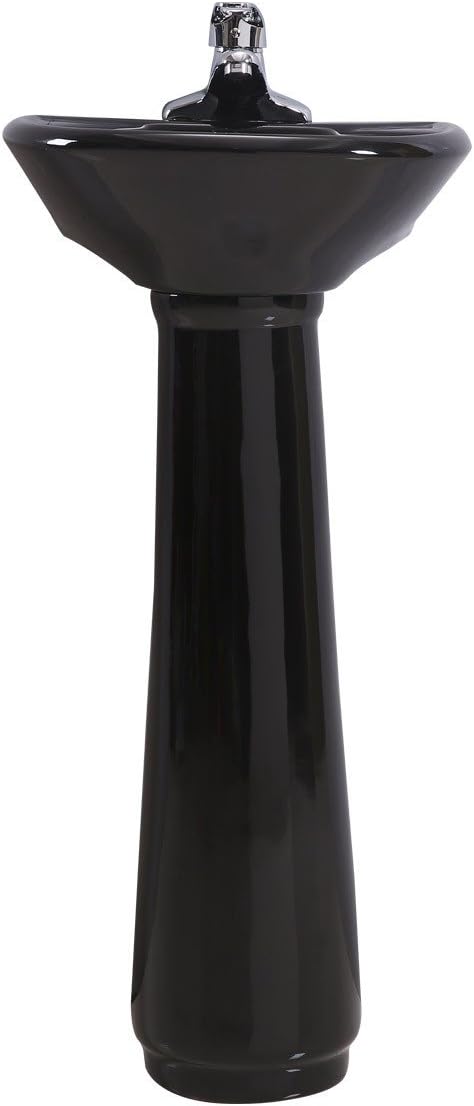 Renovators Supply Manufacturing Ondine Black Pedestal Sink Small Vitreous China Space Saving Design 34" Height X 16" Wide