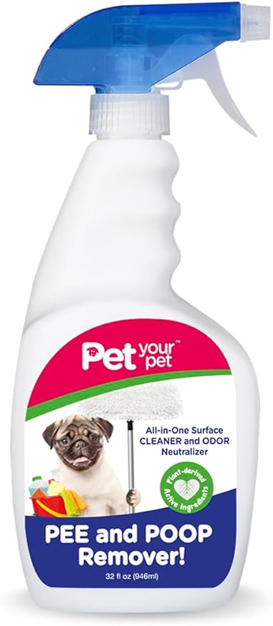 Dog Pee and Poop Remover 32 fl Oz. – All-in-One Pet Stain and Odor Remover with Plant-Derived Ingredients – Stain and Odor Removers for Upholstery, Carpets, Leather & Hard Floors