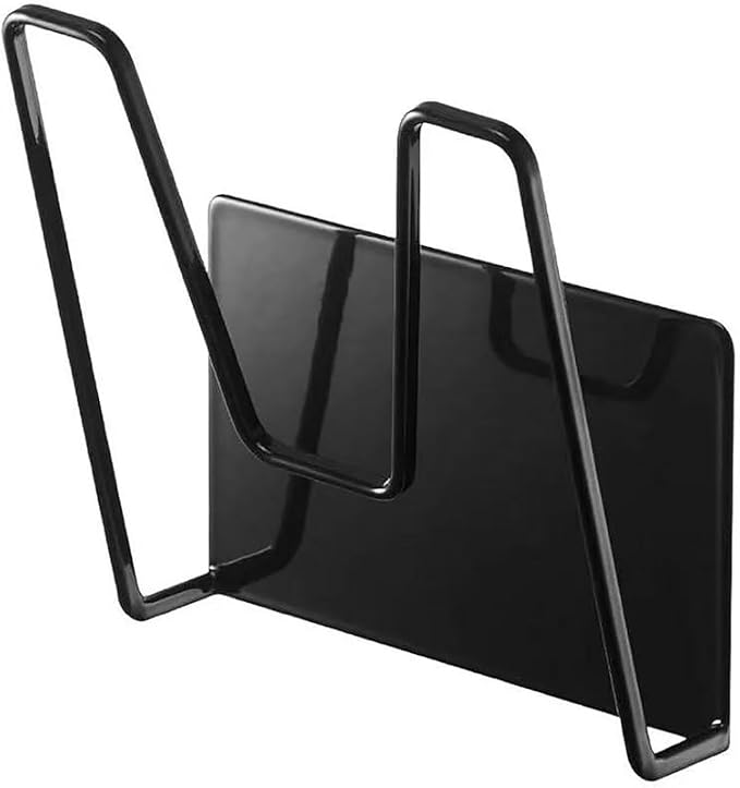 Magnetic Pot Lid Holder for Refrigerator, 2 Pack Strong Magnetic Pot Lid Organizer for Cutting Board, Baking Tray & Pan Covers, Stainless Steel Moveable Kitchen Storage Rack-Black
