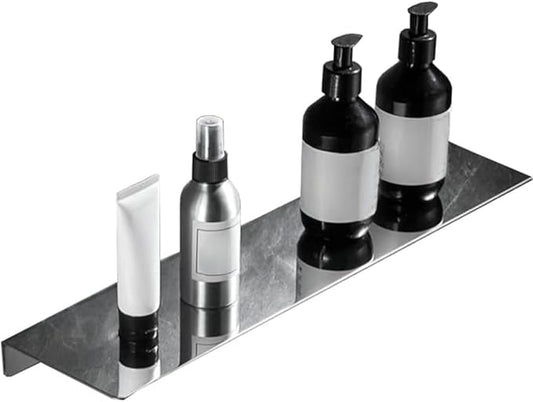 12Inch Stainless Steel Wall Mounted Floating Shelf Drilling or Shelf Adhesive Modern Room Decor Wall Shelf Floating Shelf for Bathroom Bedroom Decor