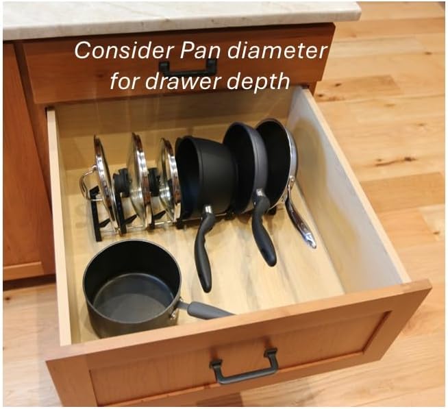 Pan & lid rack for storage or drying for kitchenware from Hexclad, T-fal, Circulon, Calphalon, Carote, Cuisinart, Blue Diamond, and others including induction pans