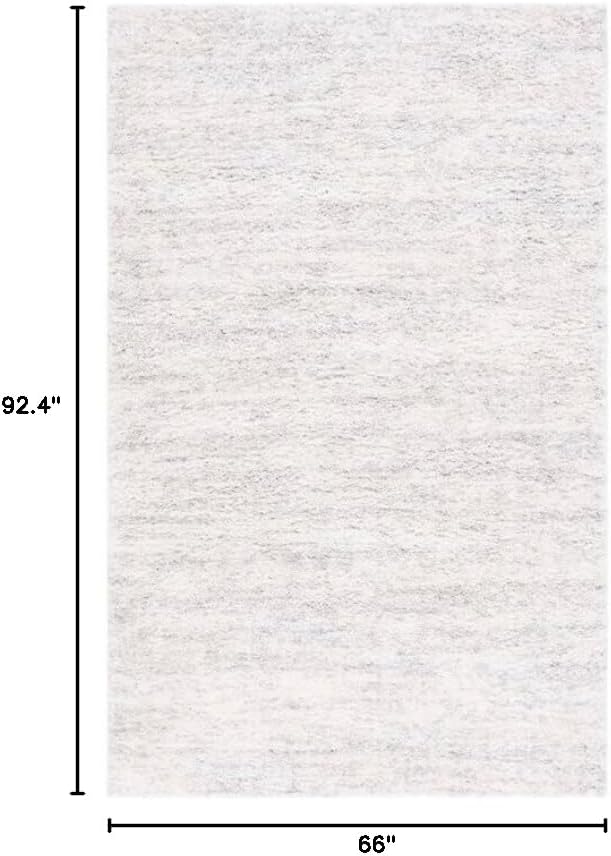 SAFAVIEH Berber Shag Collection Area Rug - 5'5" x 7'7", Ivory & Light Grey, 1.2-inch Thick Ideal for High Traffic Areas in Living Room, Bedroom (BER563F)