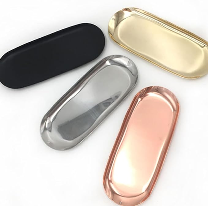 Luxshiny Storage Tray Minimalist Nordic Style Jewelry Organizer Plate for Home Bedroom Silver Design for Earrings Accessories Display
