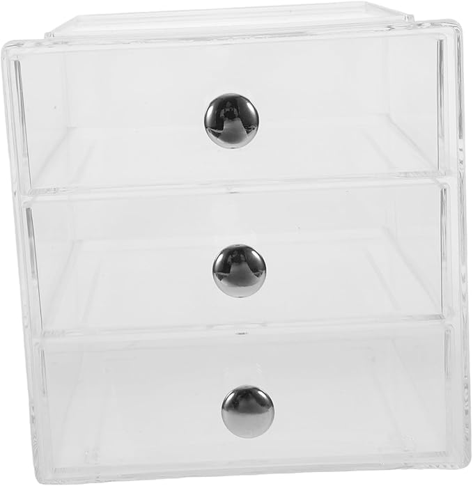 Three-layer Drawer Storage Box Makeup Organizer Desk Top Organizer Lids Included
