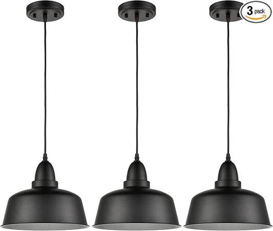 Matte Black Pendant Light 3 Pack Industrial Pendant Lighting for Kitchen Island