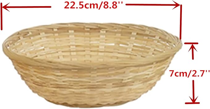 4 Pcs 9 Inches Small Round Basket Storage Organizers Bamboo Handmade Basket for Kitchen Organization Stackable Storage