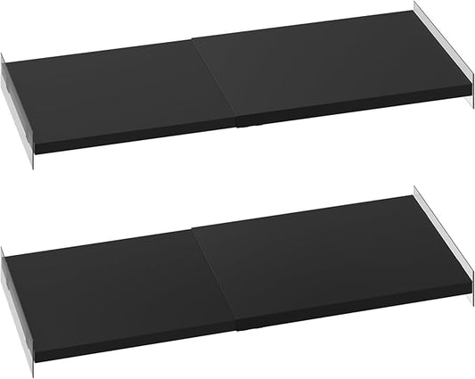 Expandable Closet Tension Shelf Organizers, Cabinet Rack Storage for Wardrobe Divider Shelves Pantry Cupboard Kitchen (2 Pack, W11.81 x L: 17" to 31")