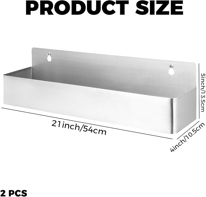2 PCS 21 Inch Single Speed Rail Stainless Steel Liquor Bottle Holder Rack Wall Mounted Spray Rack Bottle Storage for Bar, Kitchen, Restaurants, Silver
