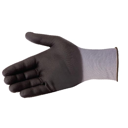 Liberty F4600 G-Grip Micro-Foam Nitrile Palm Coated Seamless Gloves with 15-Gauge Nylon Shell — Ideal for Automotive, Manufacturing, General Purpose — Gray/Black, X-Small (Pack of 12)