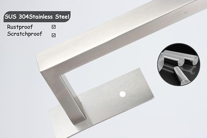 Bathroom Towel Bar Self Adhesive, No Drilling Towel Rack Easy to Install,Hand Towel Holder Made of Premium Stainless Steel Sticky on Hand Towel Hanger for Kitchen, Toilet.(12IN, Brushed)