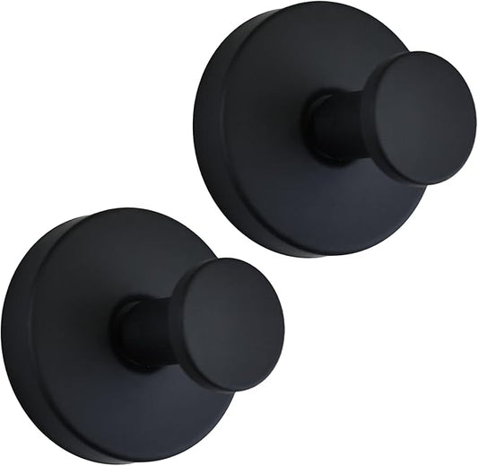 Suction Cup Hooks for Shower Heavy Duty Wreath Hangers for Front Door Waterproof Shower Hooks for Inside, No Drill Adhesive Towel Hooks for Bathroom, Kitchen, Glass Doors, Windows(2, Matte Black)