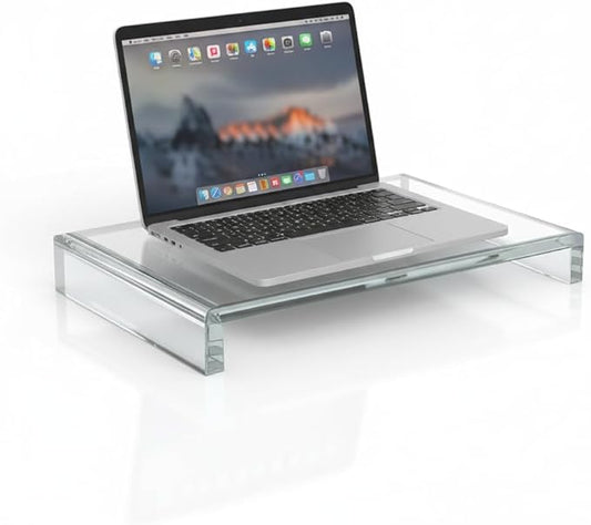 Azar Displays 515370-1PK Acrylic Laptop Stand, Computer Riser for Desk, Monitor Stand, Closet Organizer for Clothes & Shoes, Cabinet Display for Accessories and Décor (12-Inch)
