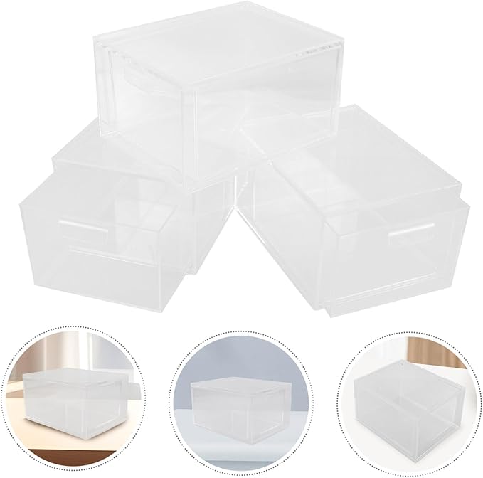 3pcs Stackable Drawer Organizer Acrylic Makeup Storage Container Easy Access for Desk Supplies and Cosmetics for Bathroom and Vanity Use