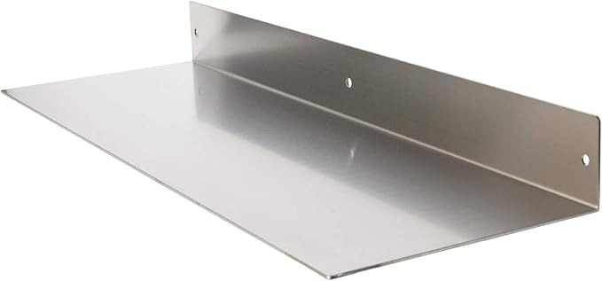 Buhbo Mitus Floating Shelf Wall Mounted (8 inch x 24 inch) Heavy Duty Industrial Modern Metal, Brushed Stainless Steel