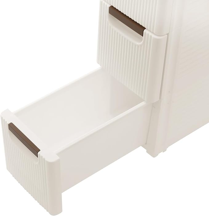 Narrow Plastic Storage Cart with 4 Drawers, Slim Rolling Organizer Dresser on Wheels, Mobile Utility Cart for Bathroom, Kitchen, Laundry Room, Bedroom & Office (4-Tier)