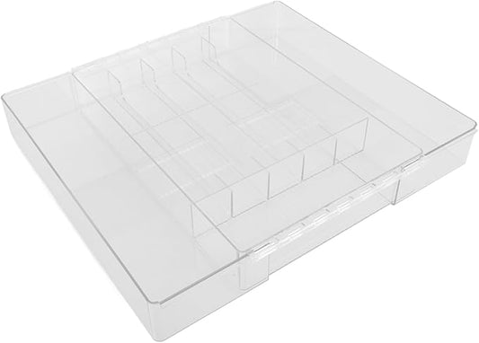 Expandable Cutlery Tray Dividers Acrylic Organizer for Silverware Storage Kitchen Medium Compartment Holder for Forks Spoons and Utensils