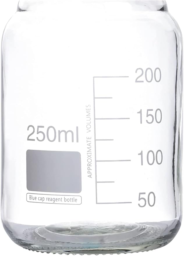 Lab Media Storage Round Bottles Graduated Glass Container GL45 Screw Cap Leakproof Multi-Purpose for Scientific — pack of 10 (Orange,250ml)