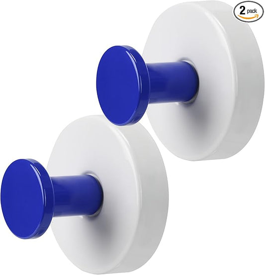 Reusable Heavy Duty Suction Cup Hooks for Kitchen/Bathroom/Shower - Wet-Proof Hooks for Towels, Robes, Loofah&Wreaths/No Drill Mounting on Glass, Tile, Metal (2, Blue White)