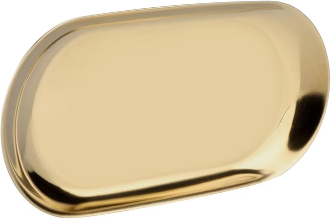Rengue Nordic Style Stainless Steel Storage Tray, Soft Brass Finish, 9.1x3.7 Inches, Jewelry and Cosmetics Organizer for Home or Office Nordic Style Stainless Steel Storage Tray, Nan (S)