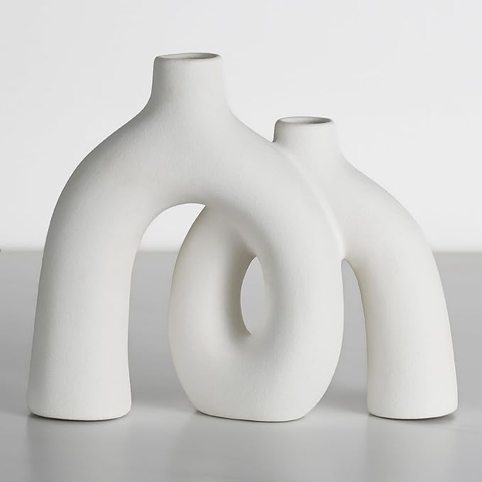 Sculptural Ceramic Vase — Intertwined Figure Design, Minimalist Statement Piece