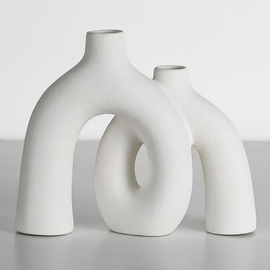 Sculptural Ceramic Vase — Intertwined Figure Design, Minimalist Statement Piece