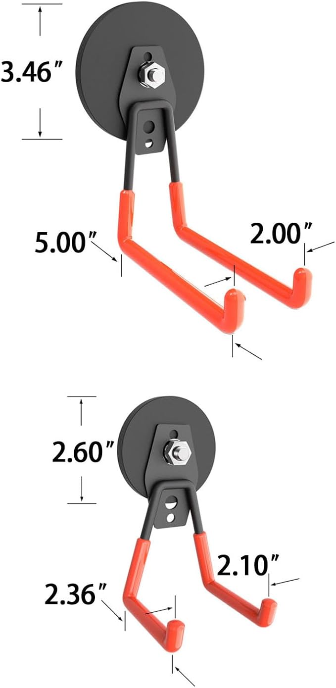 Super Strong Garage Magnetic Hooks Heavy Duty-6Pack,Powerful Magnetic Strips for Power Drill, Garden Tools, Hose, Straps, Steel Pegboard, Garage Magnetic Hooks Hanger,Workshop Tool Holder