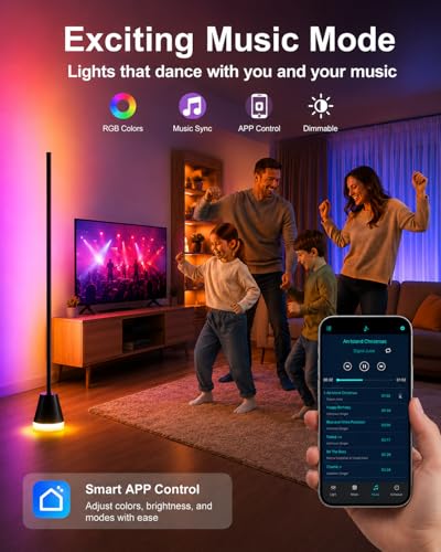 Keepsmile Smart RGB LED Corner Floor Lamp,172 LEDs B | Tools & Home Re - Image 5